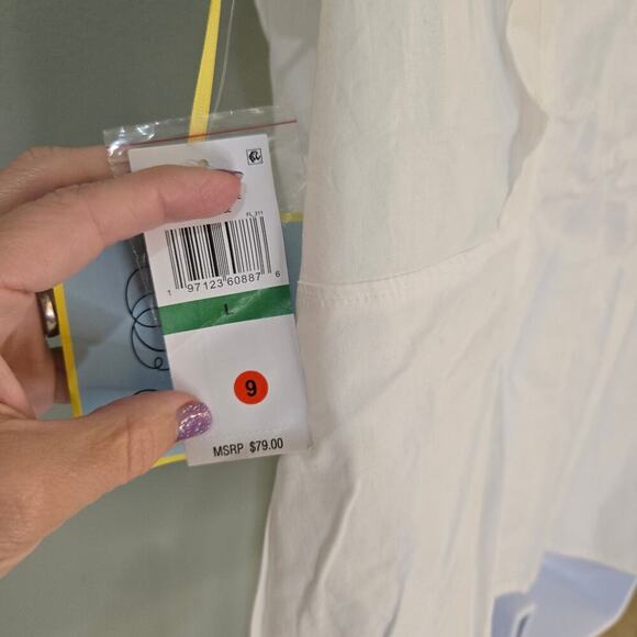 Cece Flutter sleeveless Cotton Poplin Blouse Size Large Office Work Cottagecore - Picture 9 of 11